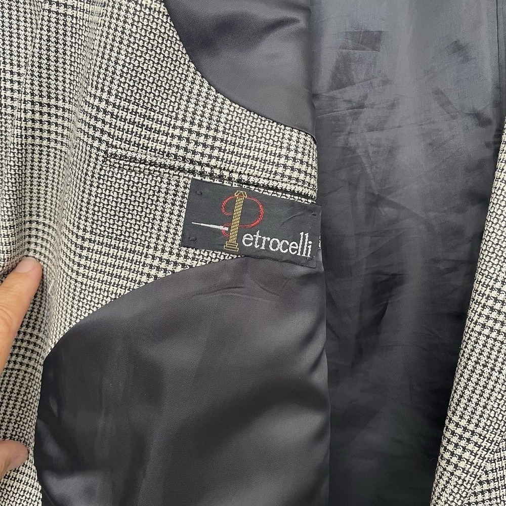 Petrocelli Brown/Beige‎ TWEED Mens HOUNDSTOOTH silk wool sport coat - XXL, 48 - Picture 5 of 11
